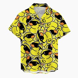 2025 New Men's Shirt Little Yellow Duck 3D Printed Funny Hawaiian Beach Tops Short Sleeve Casual Fashion Blouse Social Shirt