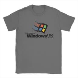 Men Windows 98 stacked logo T Shirts Cotton Clothes Novelty Short Sleeve O Neck Tees Summer T-Shirt