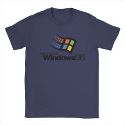 Men Windows 98 stacked logo T Shirts Cotton Clothes Novelty Short Sleeve O Neck Tees Summer T-Shirt