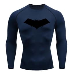 Autumn Bat Print Men's Compression T-Shirt Quick Dry Gym Workout Top Fitness Rashguard for Running Long Sleeve Sport Workout