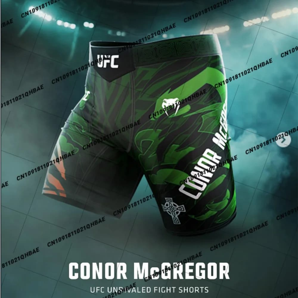 2026 Summer New Men's MMA 329 Green Conor McGregor Vale Tudo Fight Short Octagonal Cage Fighting Night New Muay Thai Shorts