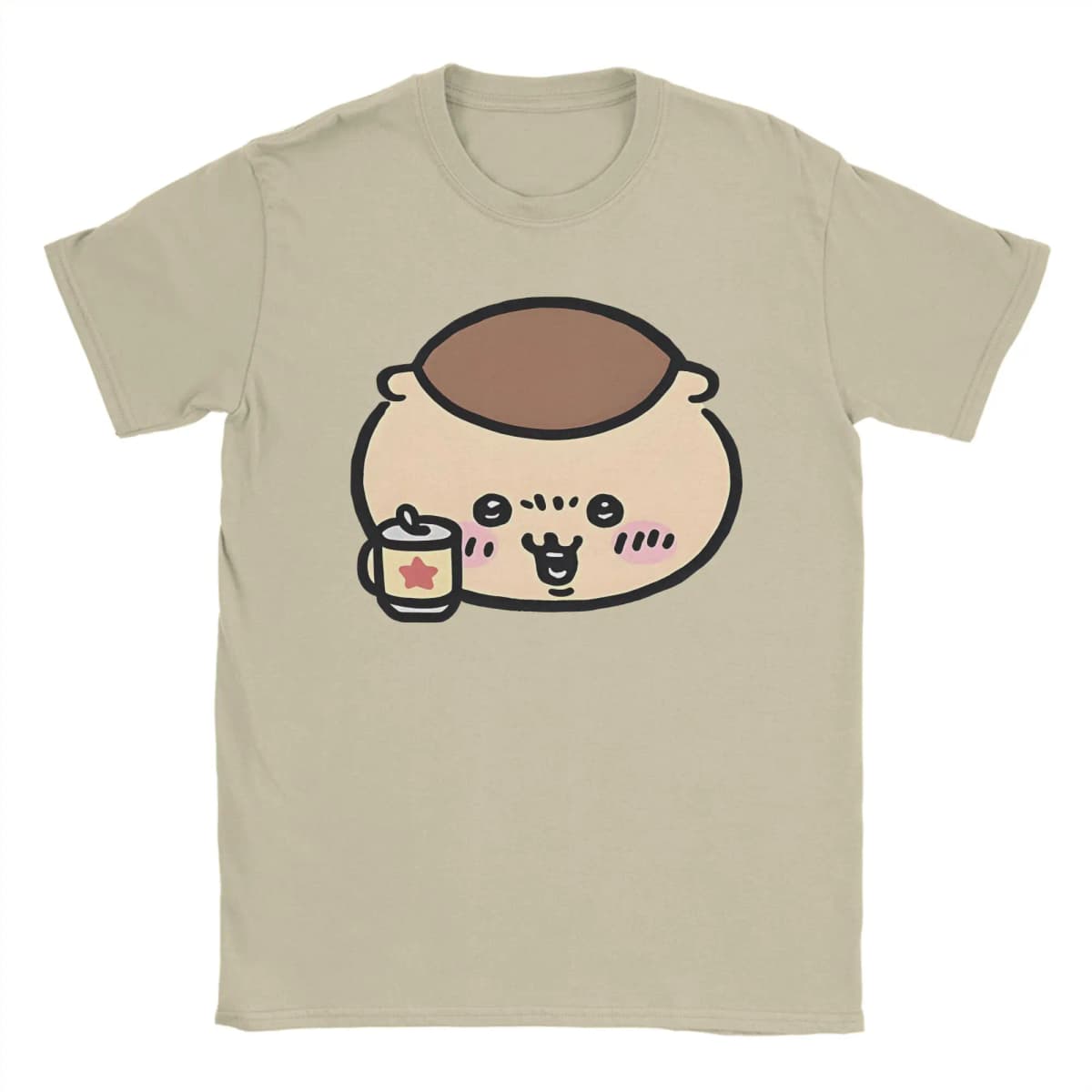 Chiikawas kurimanju T Shirt for Men Pure Cotton Awesome T-Shirt Crew Neck Tees Short Sleeve Clothing Plus Size