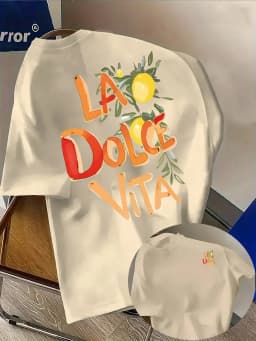 "La Dolce Vita" Lemon Art Print on Premium Soft 100% Cotton Mens T Shirt Perfect for Summer Casual Vacation Style
