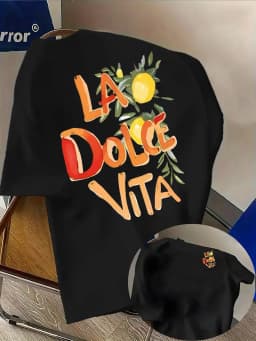 "La Dolce Vita" Lemon Art Print on Premium Soft 100% Cotton Mens T Shirt Perfect for Summer Casual Vacation Style