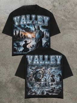Valley & Dreams Retro Dark Style Y2k Street Trendy Brand T-Shirt Cotton Graphic Tee Men Women Summer Streetwear