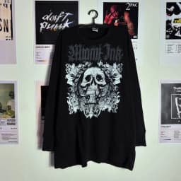 Fashionable Men's Autumn Personalized Skull Letter Print Micro Elastic Comfortable Long-Sleeved T-Shirt Outdoor Street Style Top