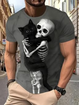Men's T-shirt Funny Printed Pattern Short Sleeve Summer Outdoor Fashion Round Neck Tops Men's Clothing Abstract Art New Summer