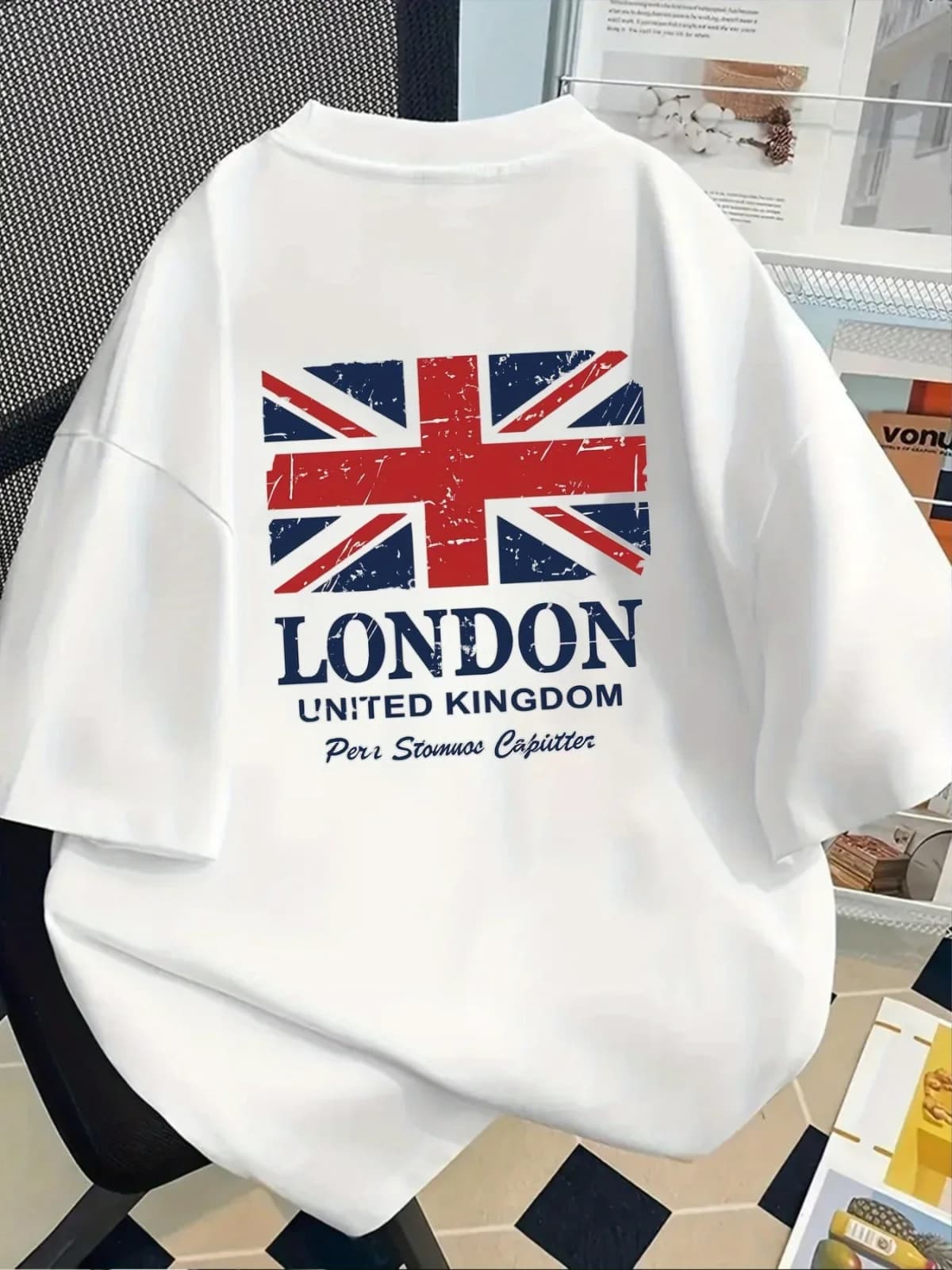 2026 Men's London Union Jack Print 100% Cotton T-Shirt Summer Casual Short-Sleeve T-Shirt