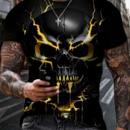 New Men's Horror Skull Print T-Shirt 3D O-Neck Short Sleeve Fashion Oversized T-Shirts Men's Summer Street Clothing