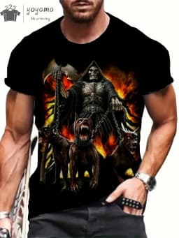 New Men's Horror Skull Print T-Shirt 3D O-Neck Short Sleeve Fashion Oversized T-Shirts Men's Summer Street Clothing