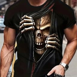 New Men's Horror Skull Print T-Shirt 3D O-Neck Short Sleeve Fashion Oversized T-Shirts Men's Summer Street Clothing
