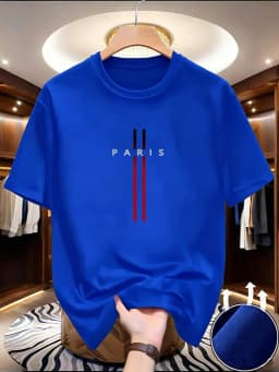 Men's new polyester fabric comfortable and breathable round neck T-shirt Paris letter printed pattern outdoor casual top