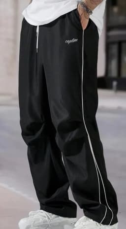 American Side Stripe Letter Embroidered Wide Leg Casual Pants Men's Summer Loose Draped Sports Trousers