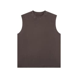 230g Pure Cotton European and American High Street Retro Washed Distressed Sleeveless Vest Men's Casual Loose Shoulder T-shirt