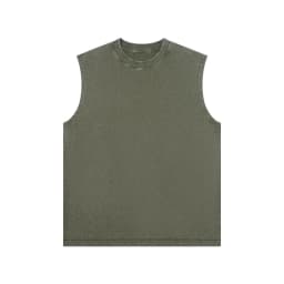 230g Pure Cotton European and American High Street Retro Washed Distressed Sleeveless Vest Men's Casual Loose Shoulder T-shirt