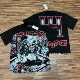 Europe America Streetwear Life Hustlers T-Shirt High Quality Hip Hop Bulldog Pattern Rhinestone Short Sleeve Men Women