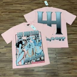 Europe America Streetwear Life Hustlers T-Shirt High Quality Hip Hop Bulldog Pattern Rhinestone Short Sleeve Men Women