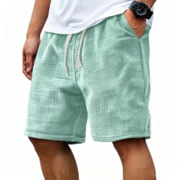 Men Waffle Plaid Casual Shorts Elastic Drawstring Loose Fit Summer Beach Walking Jogging Short PantsS-4XL
