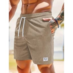 Summer Men Corduroy Sweatpants Casual Shorts Men's Beach Shorts Basketball Short Trousers Solid Color Label Sportswear Men