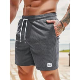 Summer Men Corduroy Sweatpants Casual Shorts Men's Beach Shorts Basketball Short Trousers Solid Color Label Sportswear Men