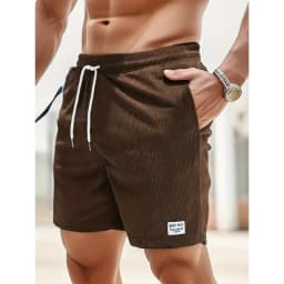 Summer Men Corduroy Sweatpants Casual Shorts Men's Beach Shorts Basketball Short Trousers Solid Color Label Sportswear Men