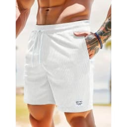 Summer Men Corduroy Sweatpants Casual Shorts Men's Beach Shorts Basketball Short Trousers Solid Color Label Sportswear Men