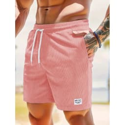 Summer Men Corduroy Sweatpants Casual Shorts Men's Beach Shorts Basketball Short Trousers Solid Color Label Sportswear Men