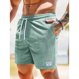 Summer Men Corduroy Sweatpants Casual Shorts Men's Beach Shorts Basketball Short Trousers Solid Color Label Sportswear Men