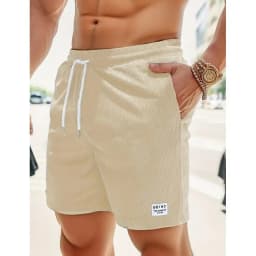 Summer Men Corduroy Sweatpants Casual Shorts Men's Beach Shorts Basketball Short Trousers Solid Color Label Sportswear Men