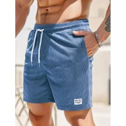 Summer Men Corduroy Sweatpants Casual Shorts Men's Beach Shorts Basketball Short Trousers Solid Color Label Sportswear Men