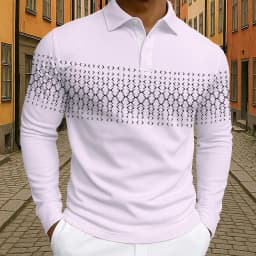Men's Geometic Golf Polo Long Sleeve Polo Shirts Athleisure Daily Wear 3D Prints Breathable Buttons Tops 2025 Fall Winter