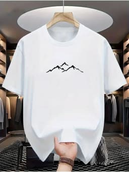 Summer Men's T-shirt with Mountain Pattern Features A Casual Round Neck Design Stylish for Daily Wear Simple Elegant Soft