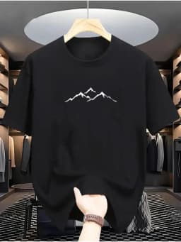 Summer Men's T-shirt with Mountain Pattern Features A Casual Round Neck Design Stylish for Daily Wear Simple Elegant Soft