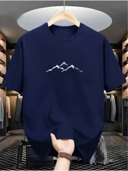 Summer Men's T-shirt with Mountain Pattern Features A Casual Round Neck Design Stylish for Daily Wear Simple Elegant Soft