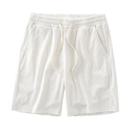 Men Shorts Solid Color Mid Waist Summer Motion Waffle Texture Deep Crotch Drawstring Male Shorts Loose Knee Length Casual Short
