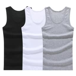 1/3 Piece Men's Four Season Solid Color Plus Size Vest Comfortable Pure Cotton Youth Sports And Fitness Top Middle-aged Base T
