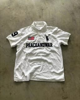 Hip Hop Men Clothing Peace Flag America Retro Polo Shirt Y2k Streetwaer Letter Embroidery Lapel Shirt Casual Short Sleeve Jersey