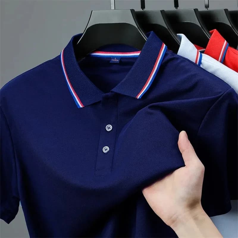 Men's Casual Solid Color Short Sleeve Polo Shirt Summer Fashionable Comfortable Versatile Top for Men