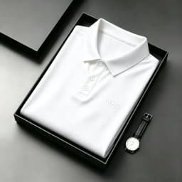 High End Men Printed Collar Polo T Shirts Summer Comfort Breathable Short Sleeve Tops Trendy Daily Casual Fashion