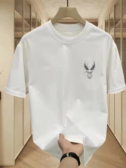 2026 New Venom Back Print Splash Ink Style T Shirt Men Summer Cotton Short Sleeve O Neck Oversized Black Streetwear Tops