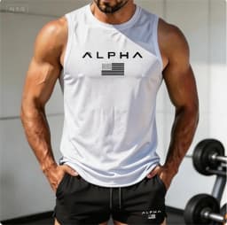 2026 Alpha Men's Printed Round-neck Fitness Vest Undershirt, Muscle Quick-drying Basketball Vest