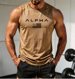 2026 Alpha Men's Printed Round-neck Fitness Vest Undershirt, Muscle Quick-drying Basketball Vest