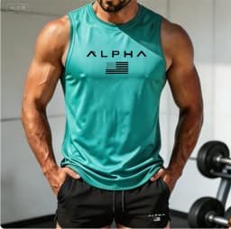 2026 Alpha Men's Printed Round-neck Fitness Vest Undershirt, Muscle Quick-drying Basketball Vest