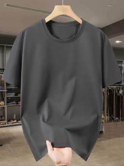 Men's T-Shirts - Soft Breathable Polyester Crewneck Tees in Navy & White, Lightweight Summer Shirts for Everyday & Formal Wear
