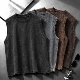 Men's Washed Sleeveless Tank Top 230G Heavyweight 100% Cotton Vintage Oversized Casual Summer Streetwear Shirt Vest