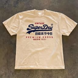 Retro SuperDry Style Japanese Logo Graphic T Shirt for Men 100_ Cotton Oversized Streetwear White 2026 New