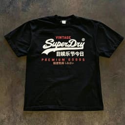 Retro SuperDry Style Japanese Logo Graphic T Shirt for Men 100_ Cotton Oversized Streetwear White 2026 New