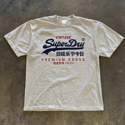 Retro SuperDry Style Japanese Logo Graphic T Shirt for Men 100_ Cotton Oversized Streetwear White 2026 New