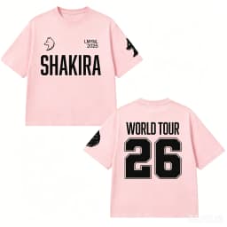 2026 Shakira LMYNL World Tour Printed Summer T-shirt 100%Cotton Men's Women's Popular FashionCasual Tshirt Y2k Tops