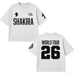 2026 Shakira LMYNL World Tour Printed Summer T-shirt 100%Cotton Men's Women's Popular FashionCasual Tshirt Y2k Tops